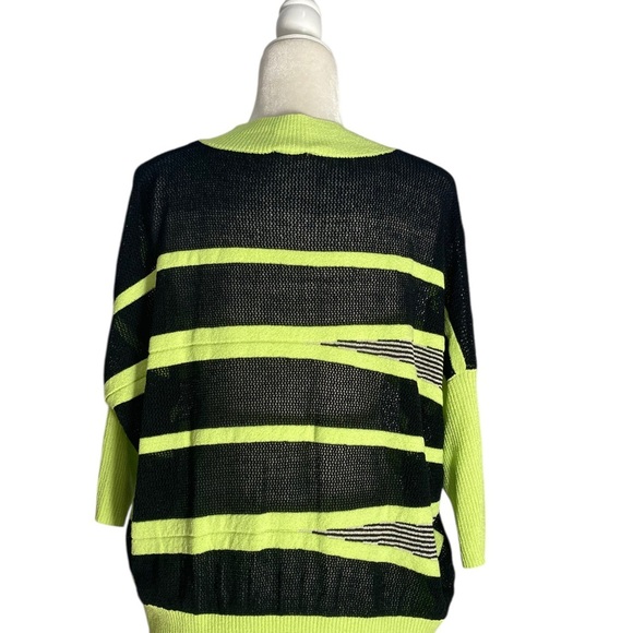 Kerisma Knit Top Black and Neon Green Striped Sweater Bold - Picture 8 of 8